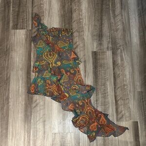 Urban Outfitters Charlize Sheer Paisley Asymmetrical One Shoulder Dress - XS